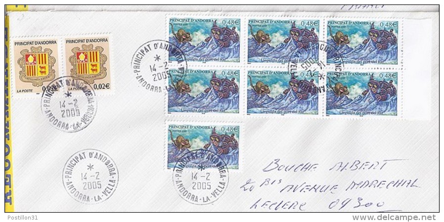 TP N° 606x7 + DIVERS SUR LETTRE  RECOMMANDEE DU 14.02.05 POUR LA FRANCE - Brieven En Documenten