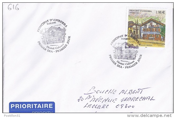 TP N° 616 SUR LETTRE  DU 10.09.05 POUR LA FRANCE - Storia Postale