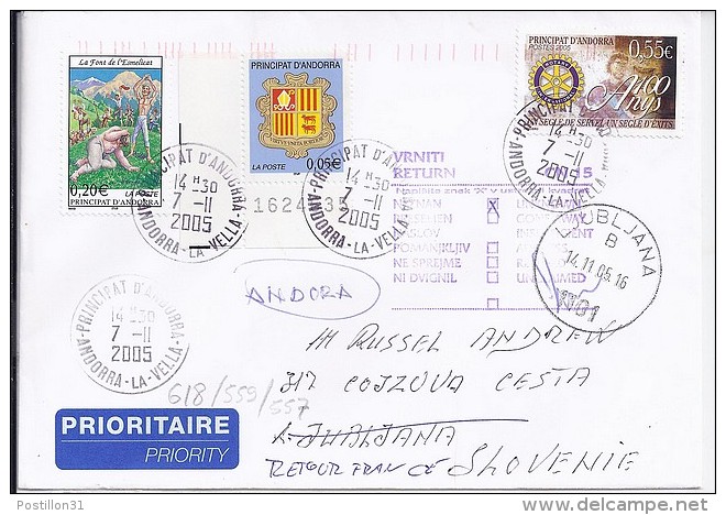 TP N° 618+divers  SUR LETTRE DU 7.11.05 POUR LA SLOVENIE - Covers & Documents