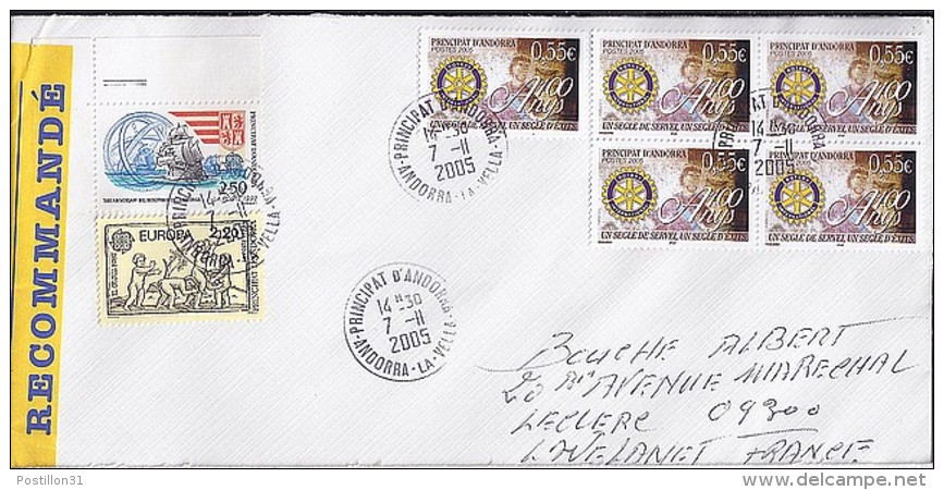 TP N° 618x5 +divers  SUR LETTRE RECOMMANDEE DU 7.11.05 POUR LA FRANCE - Briefe U. Dokumente