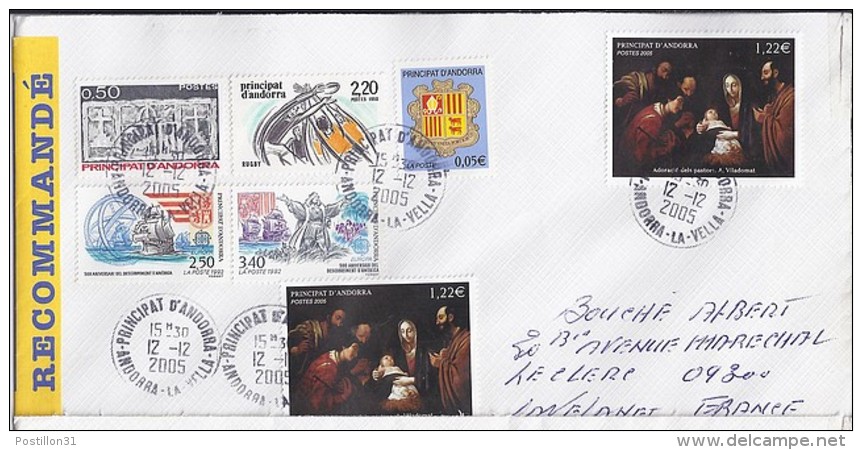 TP N° 619x2 + Divers  SUR LETTRE RECOMMANDEE DU 12.12.05 POUR LA FRANCE - Lettres & Documents