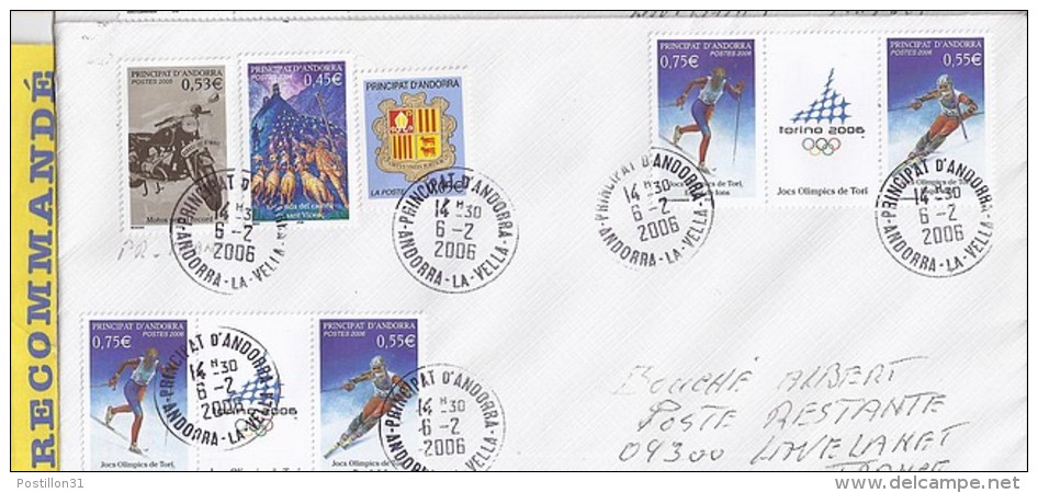 TP N° 622/623x2 + DIVERS  SUR LETTRE RECOMMANDEE DU 6.02.06 POUR LA FRANCE+POSTE RESTANTE - Covers & Documents