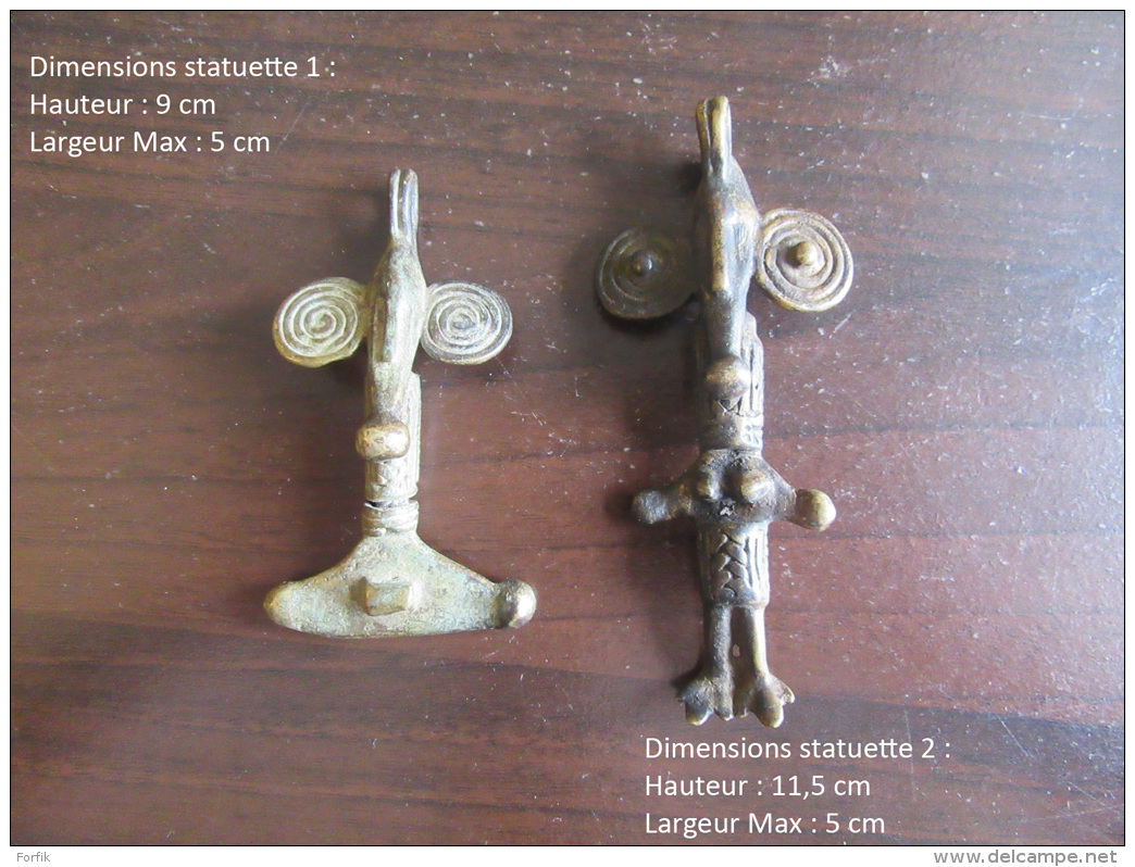 Baisse De Prix ! Afrique De L'Ouest - 2 Amulettes Anthropomorphes En Bronze - Millieu Du 20e Siècle - African Art