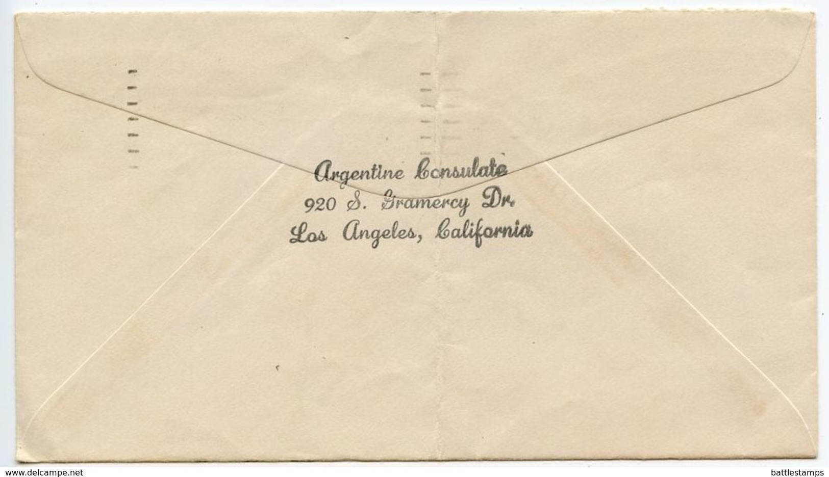 United States 1943 Official Consular Cover, Consulado De Argentina, Los Angeles CA - Brieven En Documenten