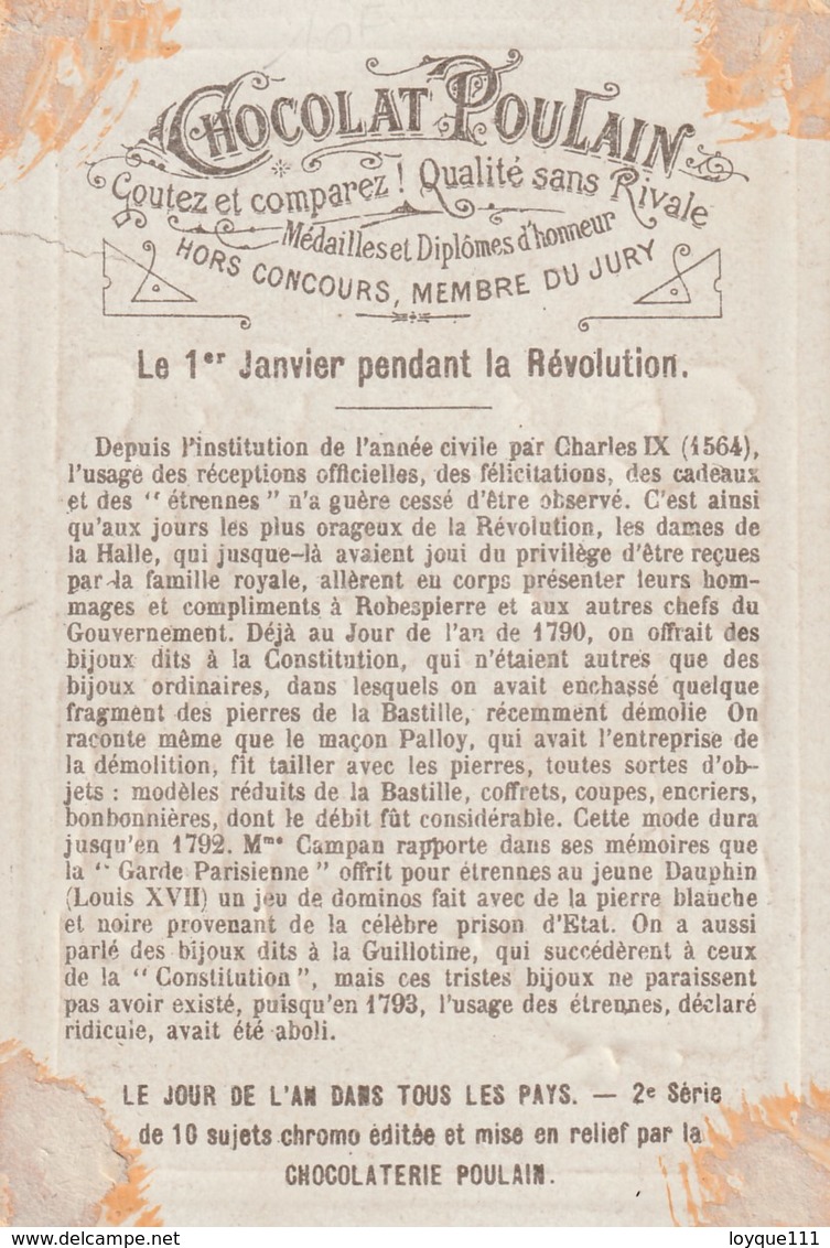 Chromo Poulain. N°20- Jour De L'an Pendant La Révolution - Chocolat