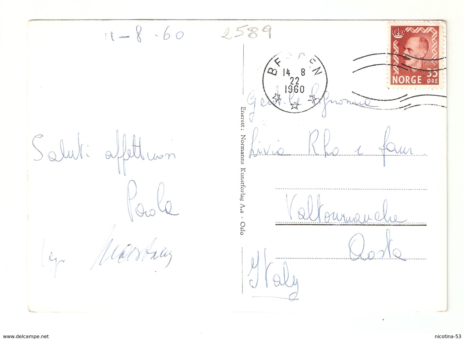 CT--02588--  FREITHEIM TURISTHOTELL FLAM - VIAGGIATA 1960 - Norvegia