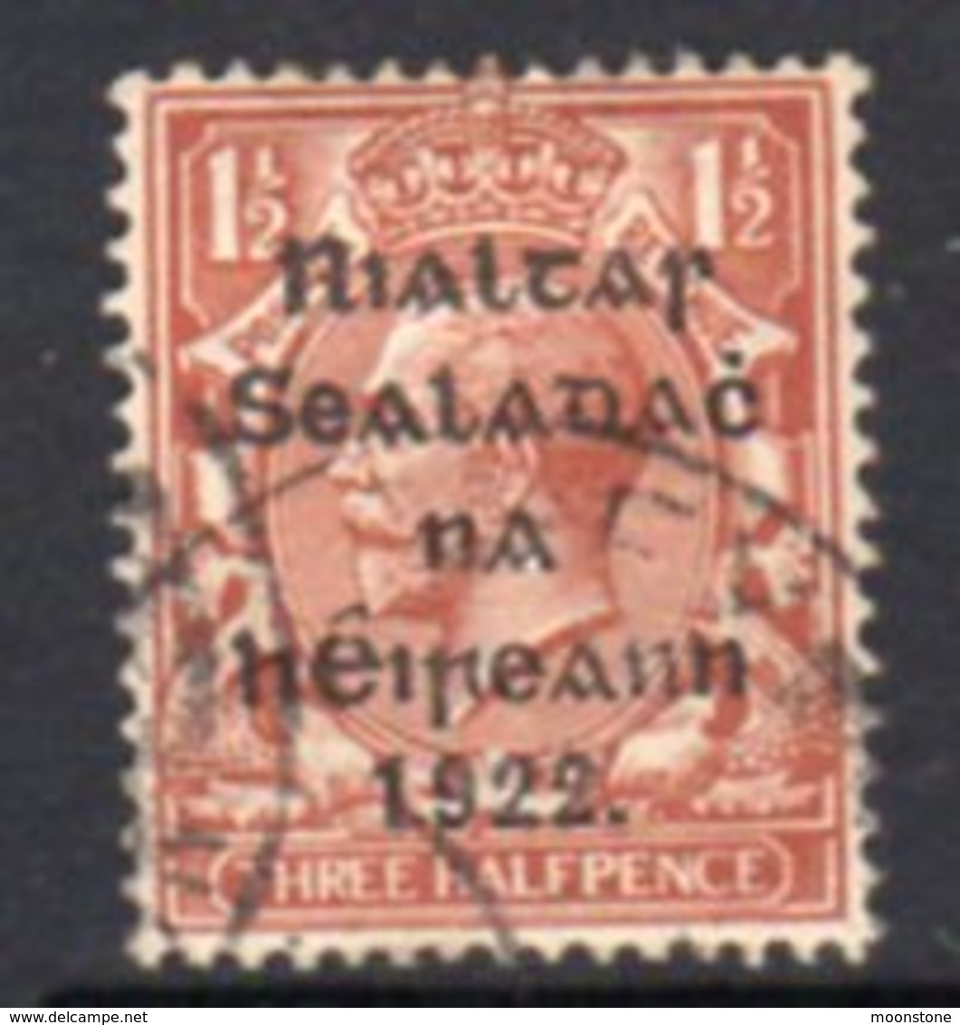 Ireland 1922 'Rialtas' Overprint On 1½d Red-brown GV Definitive, Thom Printing, Used, SG 10 - Usados