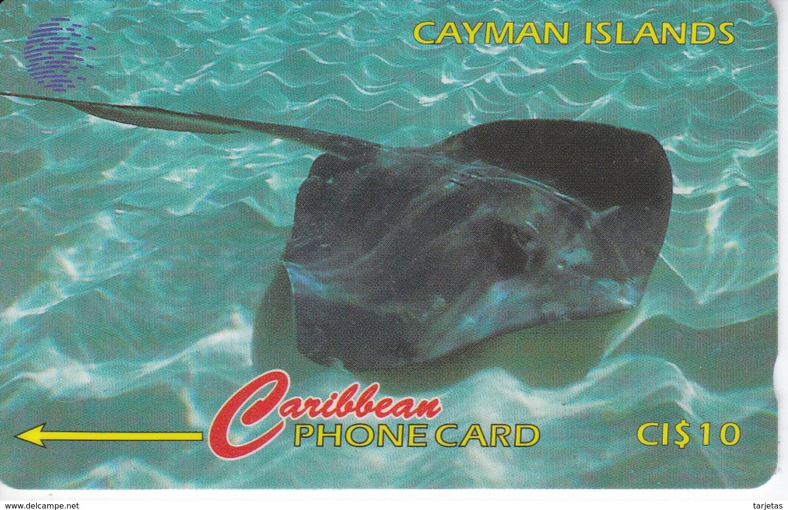 TARJETA DE CAYMAN ISLANDS DE UNA RAYA (FISH-PEZ-POISSON) 94CCIE - Kaimaninseln (Cayman I.)