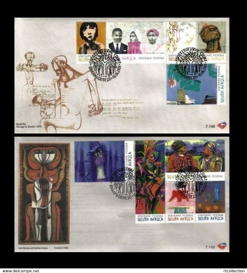 South Africa 2009 - 2 First Day Cover FDC Art In The Constitutional Court Paintings Drawing 5/6/2009 Stamps SG 1716-1725 - Other & Unclassified