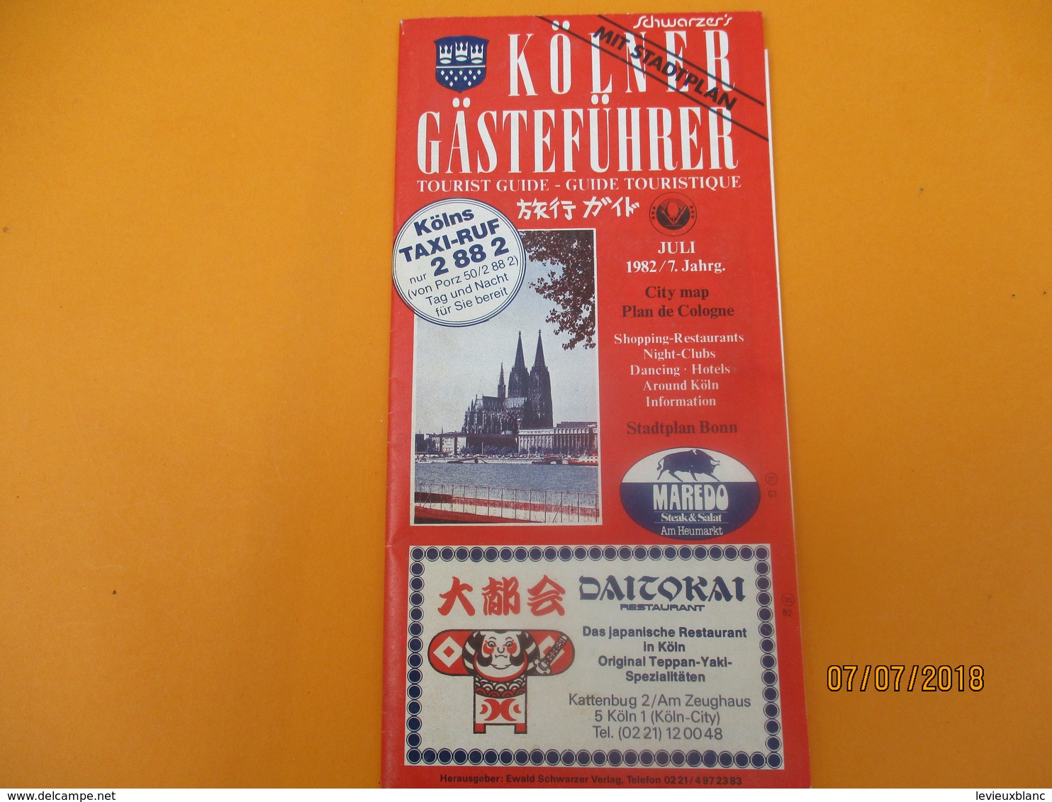 Plan - Guide Ville De COLOGNE/Kölner Gästeführer/Guide Touristique/Shopping-Hôtels-Restaurants/1982     PGC216 - Köln