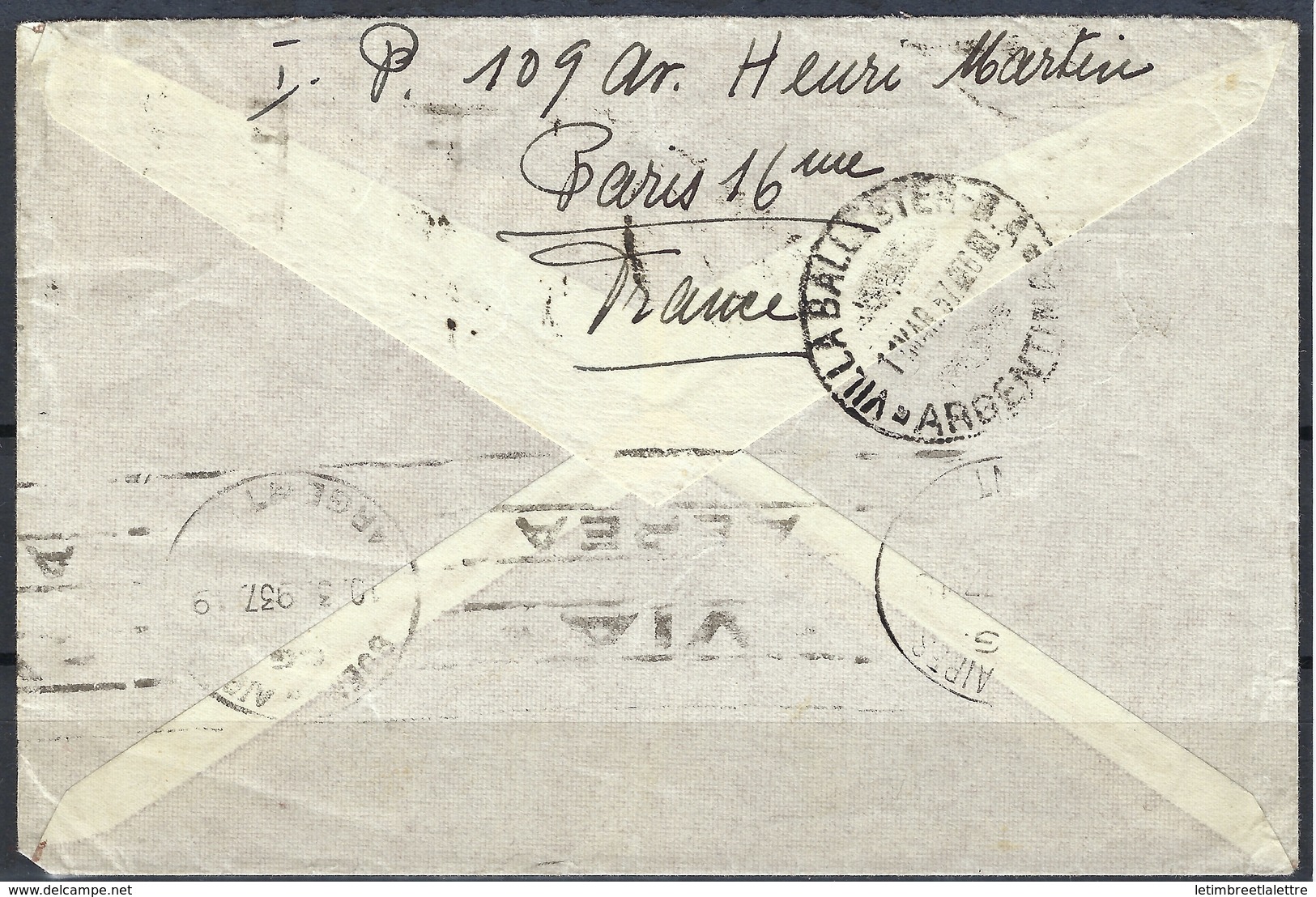 France, N° 321 Sur Lettre Pour L'Argentine Par Avion, Le 19 / 6 / 1937 - 1921-1960: Période Moderne