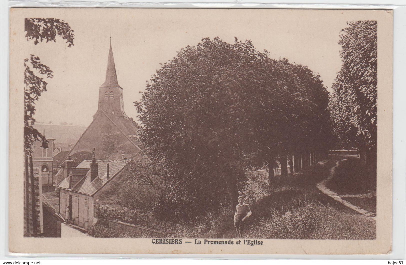 1 Cpa Cerisiers "La Promenade De L'église" - Cerisiers
