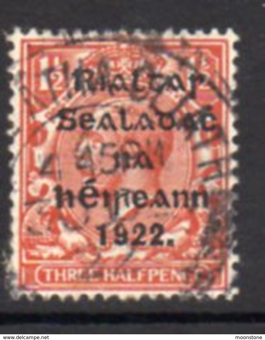Ireland 1922 'Rialtas' Shiny Blue-black Overprint On 1½d Red-brown GV Definitive, Thom Printing, Used, SG 49 - Used Stamps