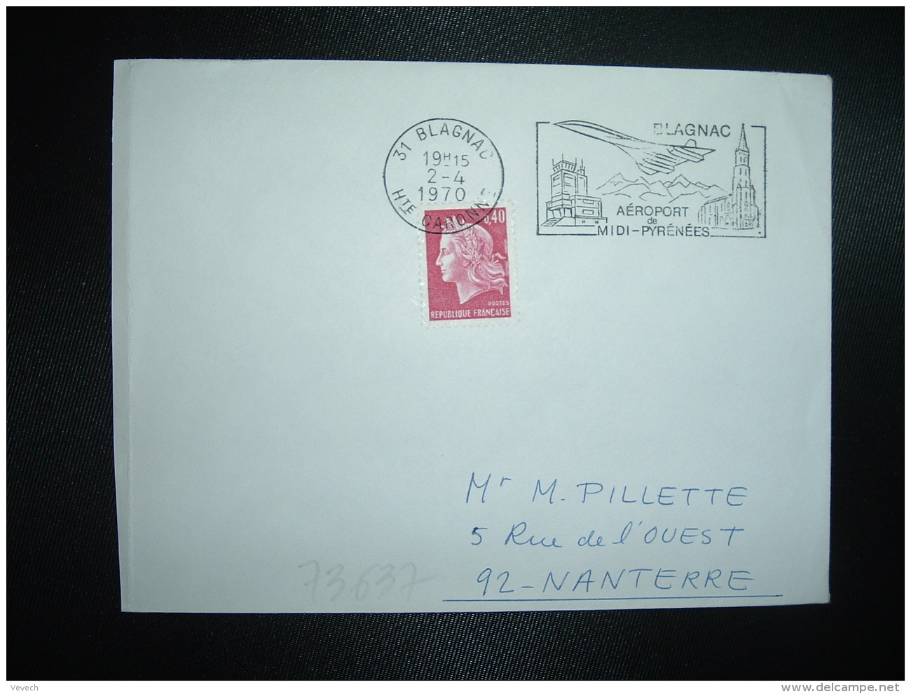 LETTRE TP M. DE CHEFFER 0,40 OBL.MEC.2-4 1970 31 BLANGNAC HTE GARONNE AEROPORT De MIDI-PYRENEES - Mechanical Postmarks (Advertisement)