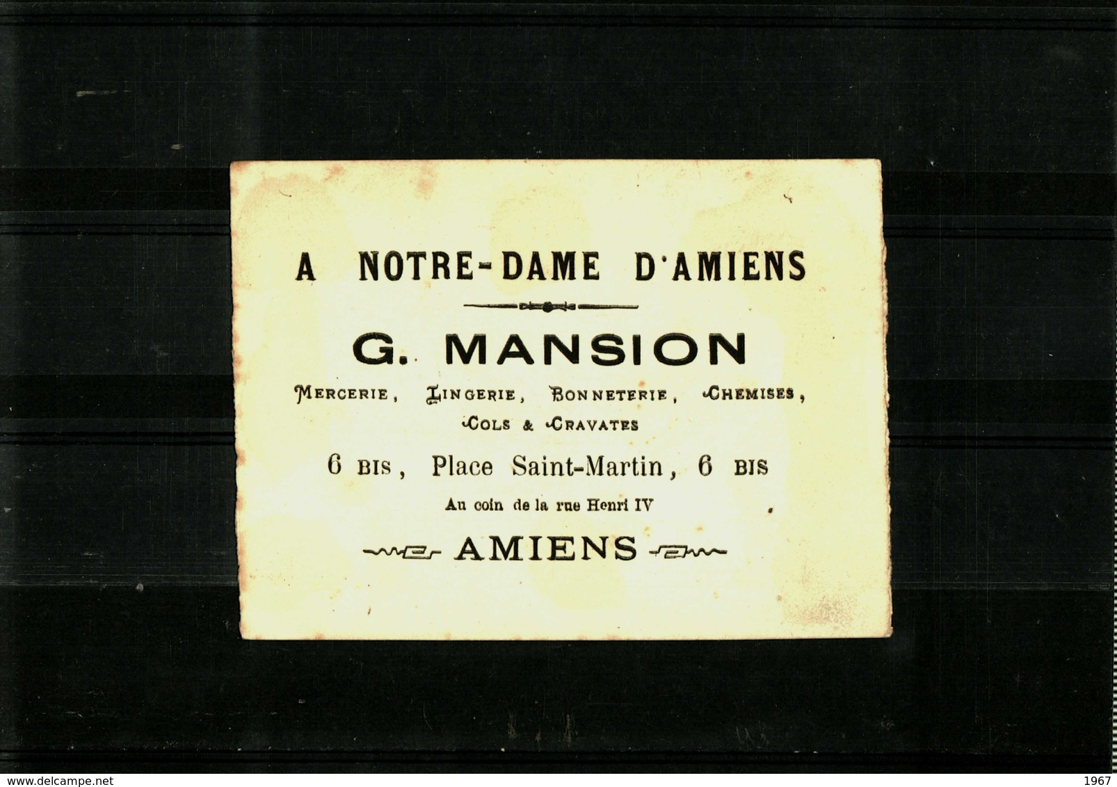 Chromo - Chasse A L'Affut- Mercerie A Notre-Dame D'Amiens  G. MANSION  à  AMIENS - Autres & Non Classés