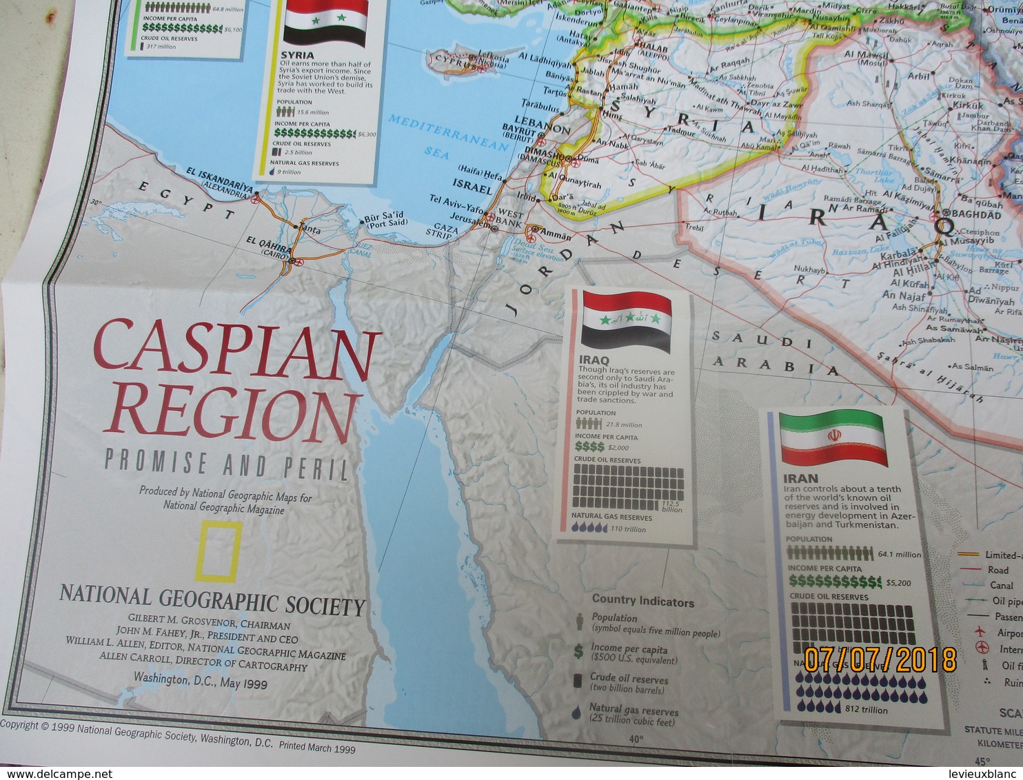 Carte Historique Et Géographique/CASPIAN SEA/ La Mer Caspienne//National Geographic Society/ 1998   PGC222 - Autres & Non Classés