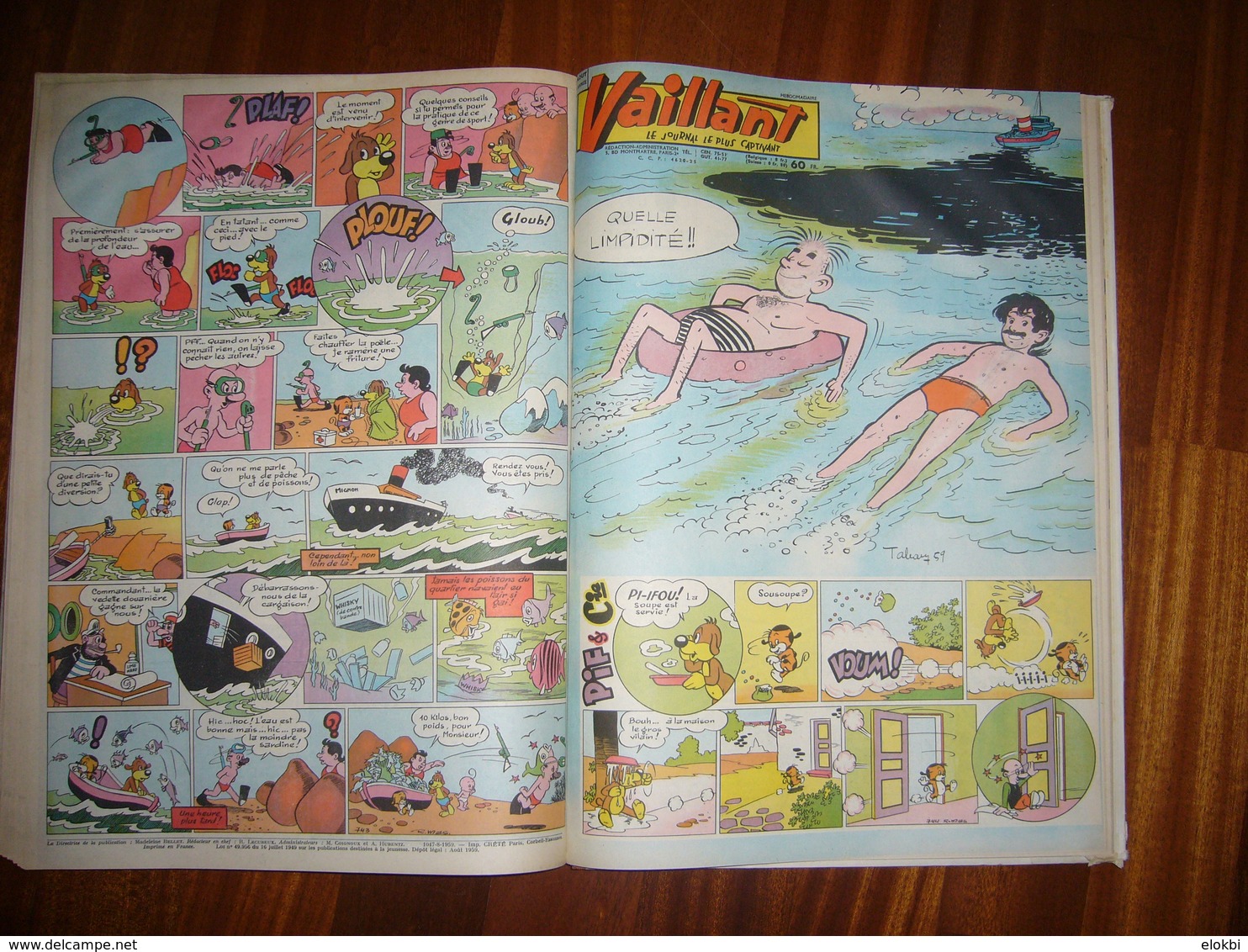 Album Vaillant n° 13 [Série n°2] Revues n° 733 à 745 incluses de l'année 1959 - Voir description détaillée