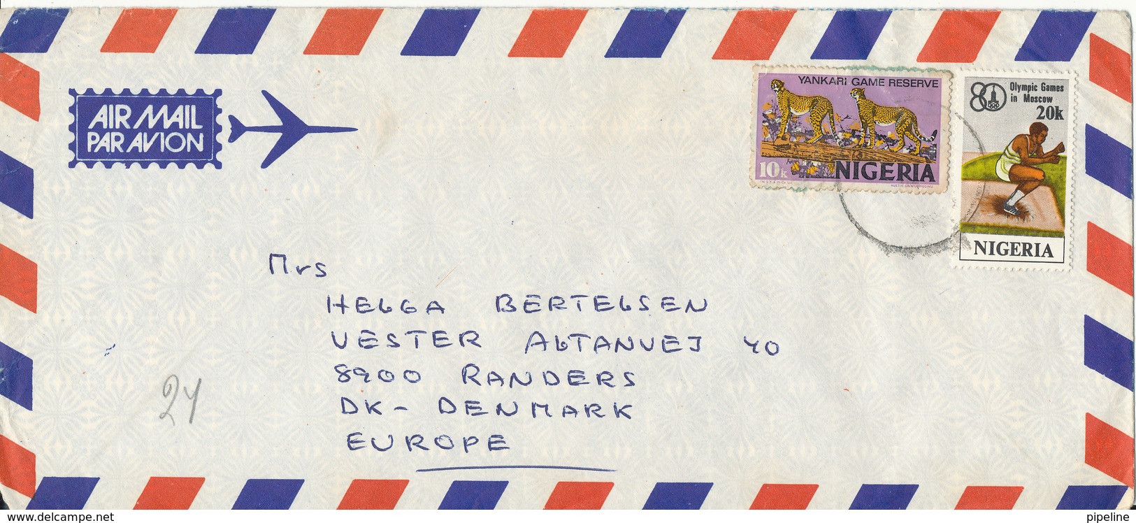 Nigeria Air Mail Cover Sent To Denmark Topic Stamps - Nigeria (1961-...)