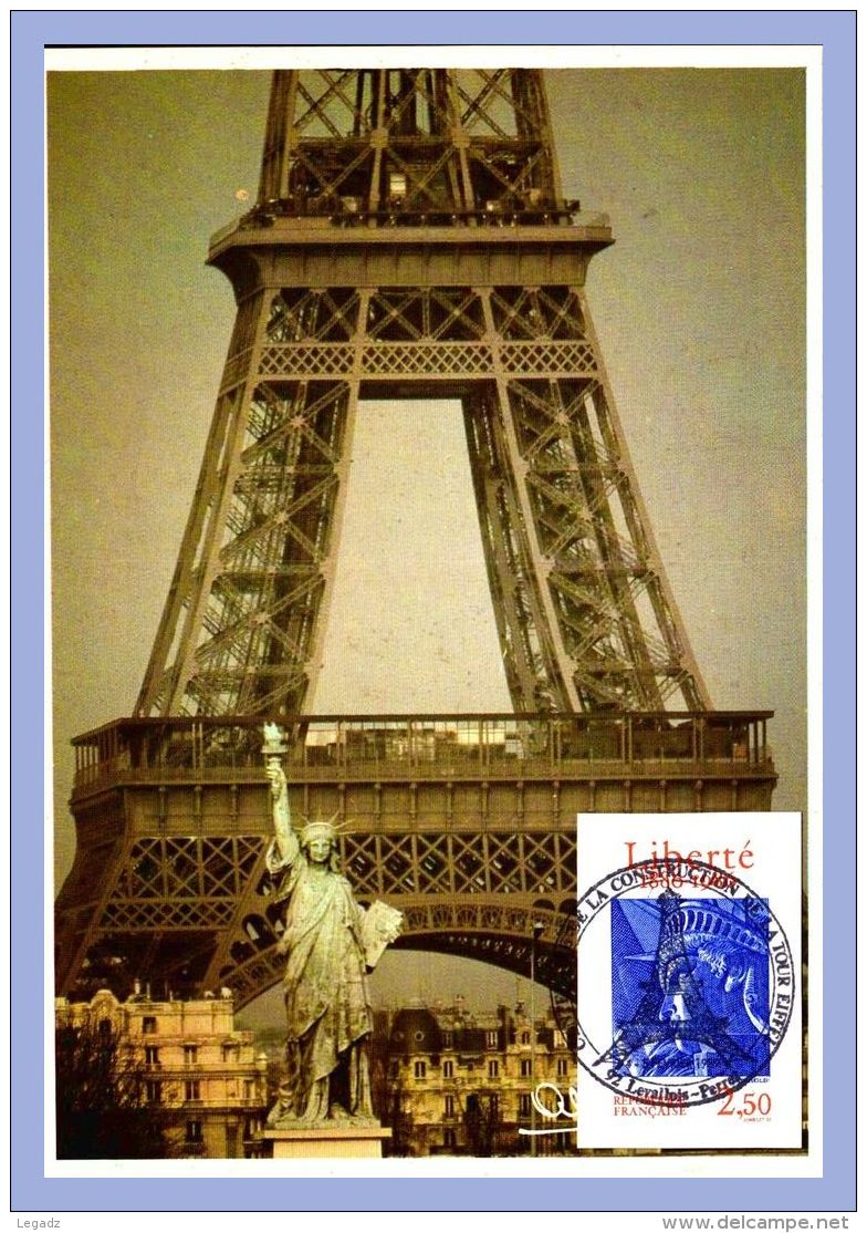 Carte Maxi - Paris (75) - Statue Liberté Et Tour Eiffel - Tour Eiffel