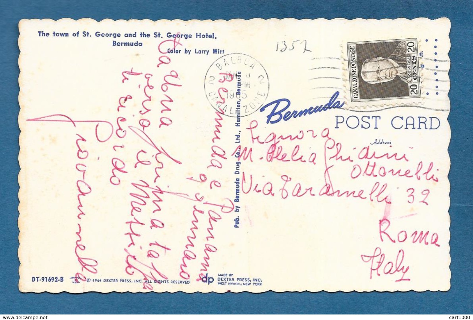 CANAL ZONE POSTAGE BALBOA 1965 ON CARD BERMUDA - Panama