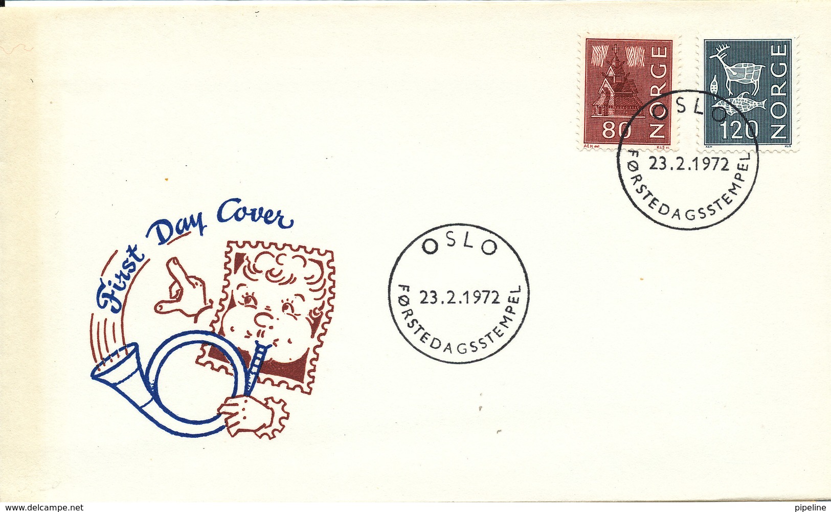 Norway FDC Ordinary Stamps 23-2-1972 With Cachet - FDC