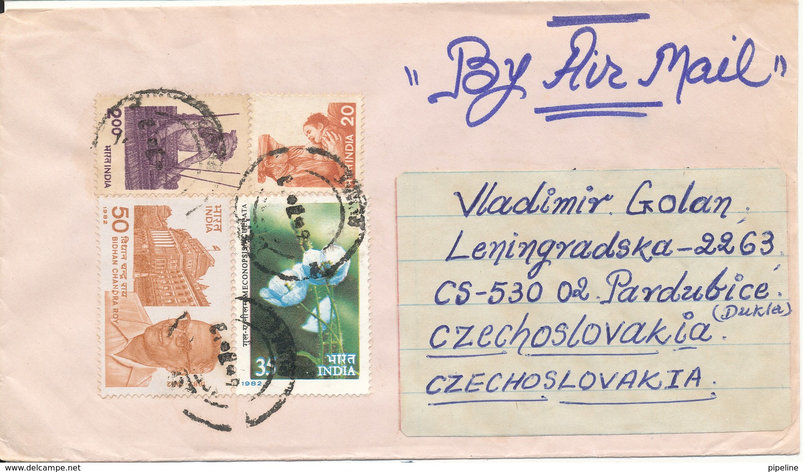 India Cover Sent Air Mail To Czechoslovakia With Topic Stamps - Covers & Documents