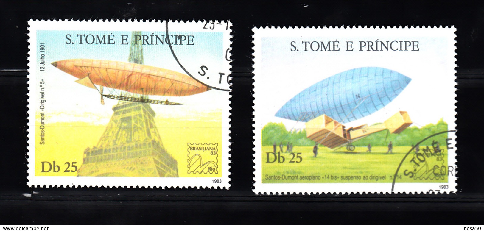 Sao Tome En Principe 1983 Mi Nr 827 + 828 BRASILIANA ’83, Rio De Janeiro.. 200 Jaar Luchtvaart - Sao Tome En Principe