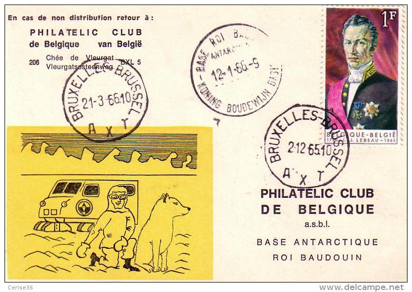 Philatelic Club De Belgique Base Antarctique Roi Baudouin Circulée En 1965 - Other & Unclassified