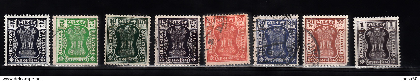 India 1967 Mi Nr  156 - 163 Dienstzegels -3 - Dienstzegels