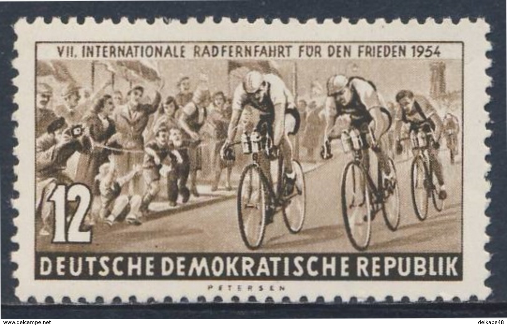 DDR Germany 1954 Mi 426 YT 164 * MH - Cyclists – 7th Int. Warsaw-Berlin-Prague Peace Cycle Race / Radrennfahrer - Wielrennen