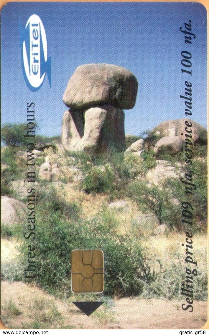 Erithrea - Eritel, ER-ERI-0013, Three Seasons In Two Hours - The Rock (New Logo), 50 Nfk, Used - Eritrea