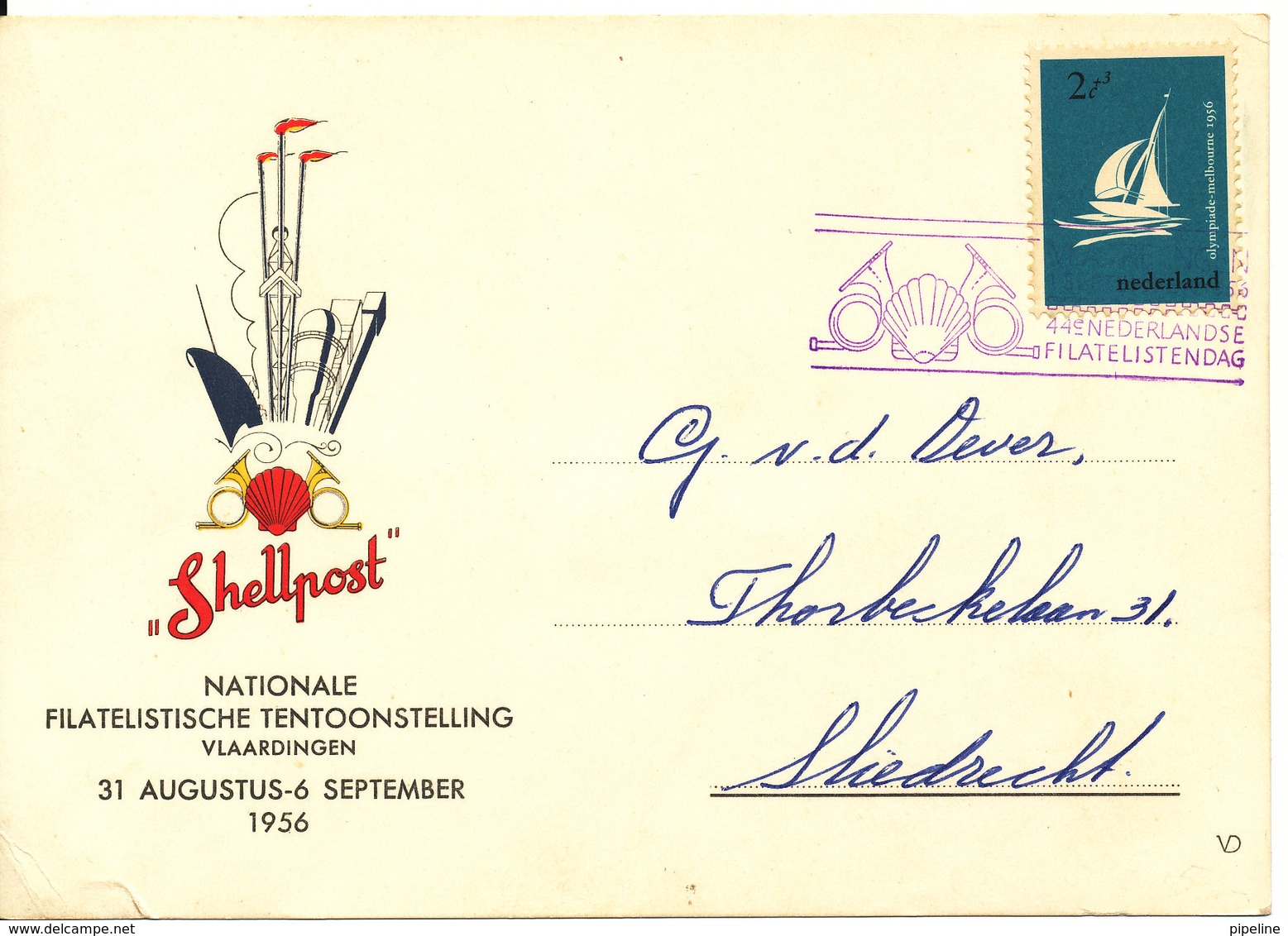 Netherlands Special Card Shellpost National Exhibition Vlaardingen 31-8 - 6-9-1956 - Briefe U. Dokumente