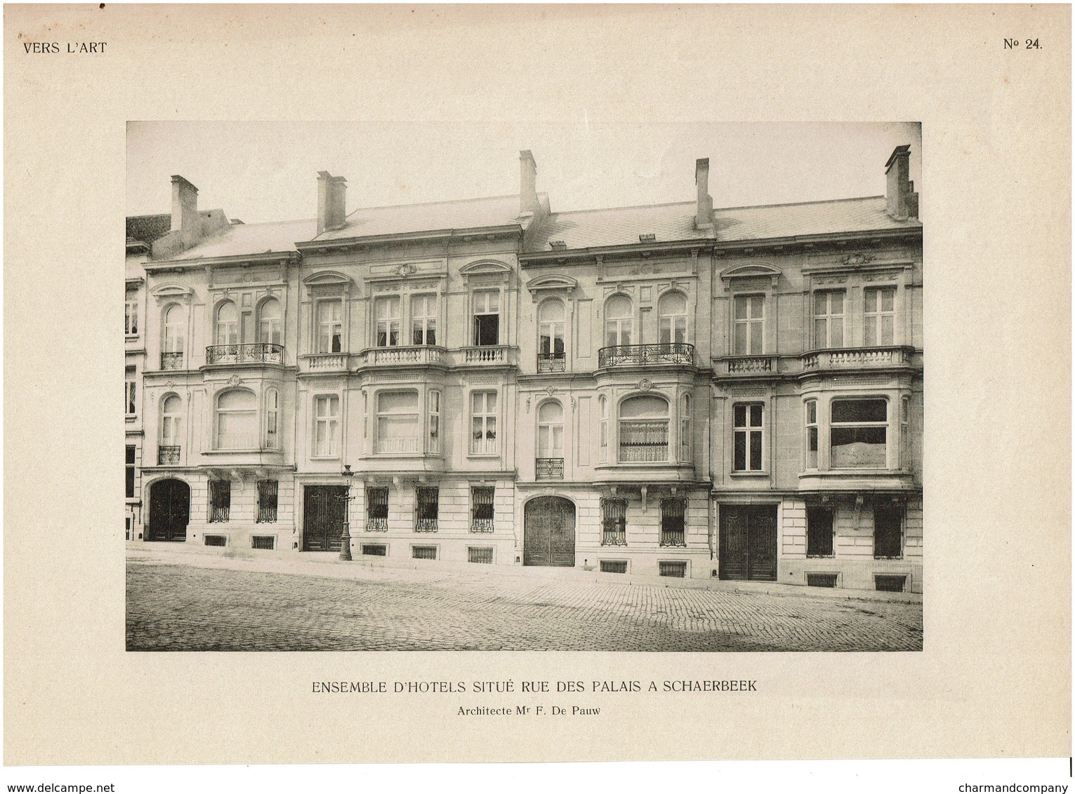 Architecture - C1910 - Planche VERS L'ART N° 24 Ensemble D'hôtels Rue Des Palais à Schaerbeek - Arch. F. De Pauw - Architecture