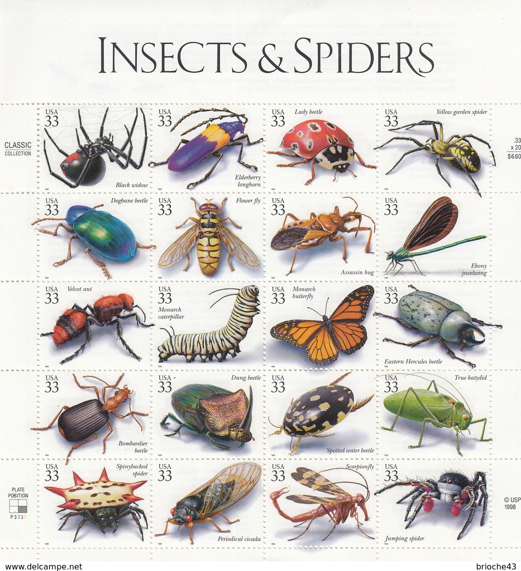 USA - 1998 - SHEET INSECTS & SPIDERS MNH** / TBS2 - Feuilles Complètes