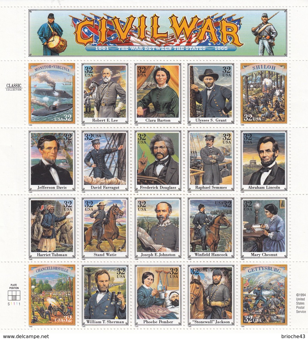 USA - 1994 -  SHEET CIVIL WAR  MNH** / TBS2 - Hojas Completas