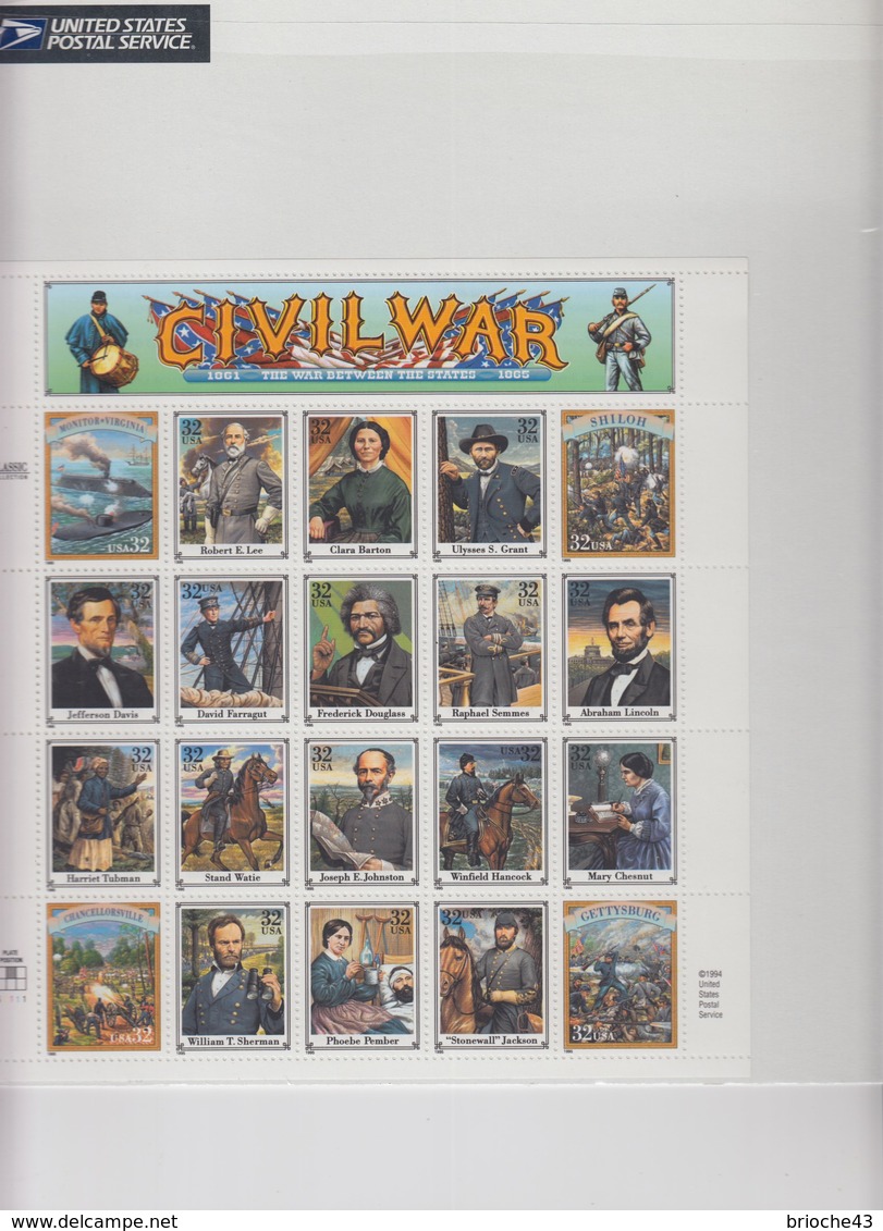 USA - 1994 -  SHEET CIVIL WAR -  / BLISTER  / TBS2 - Sheets