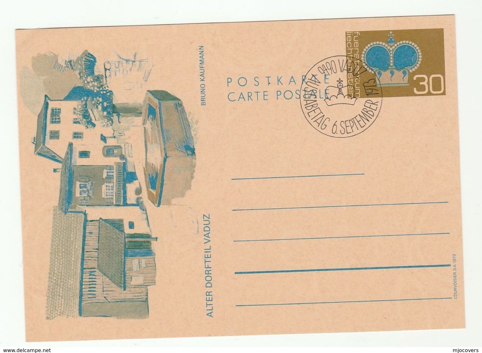 LIECHTENSTEIN  30c Illus POSTAL STATIONERY CARD Alter Dorfteil  Pic FDC Stamps Cover - Stamped Stationery