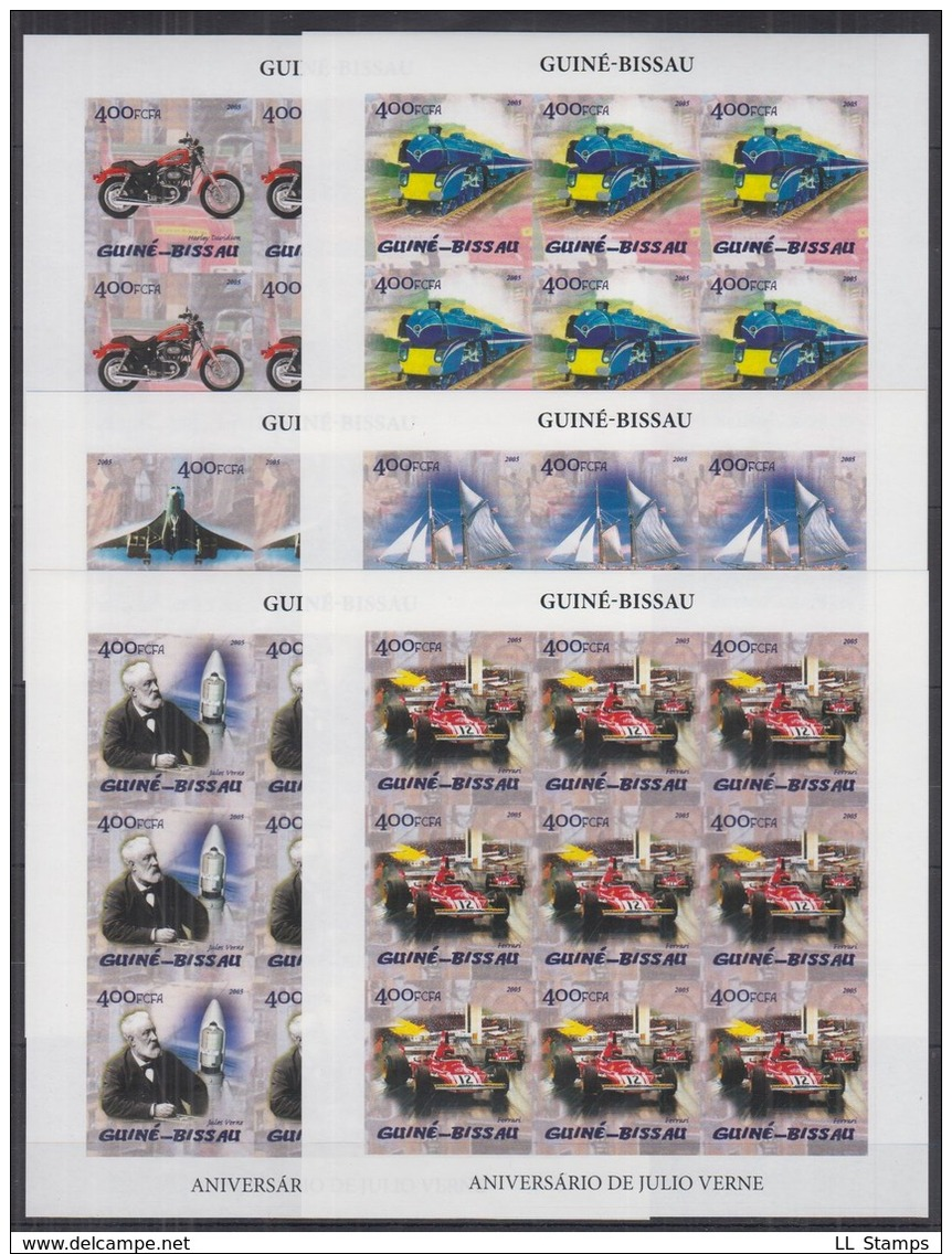 M19. 9x Guine-Bissau - MNH - Famous People - Jules Verne - Transport - 2005 - Full Sheet - Imperf - Autres & Non Classés