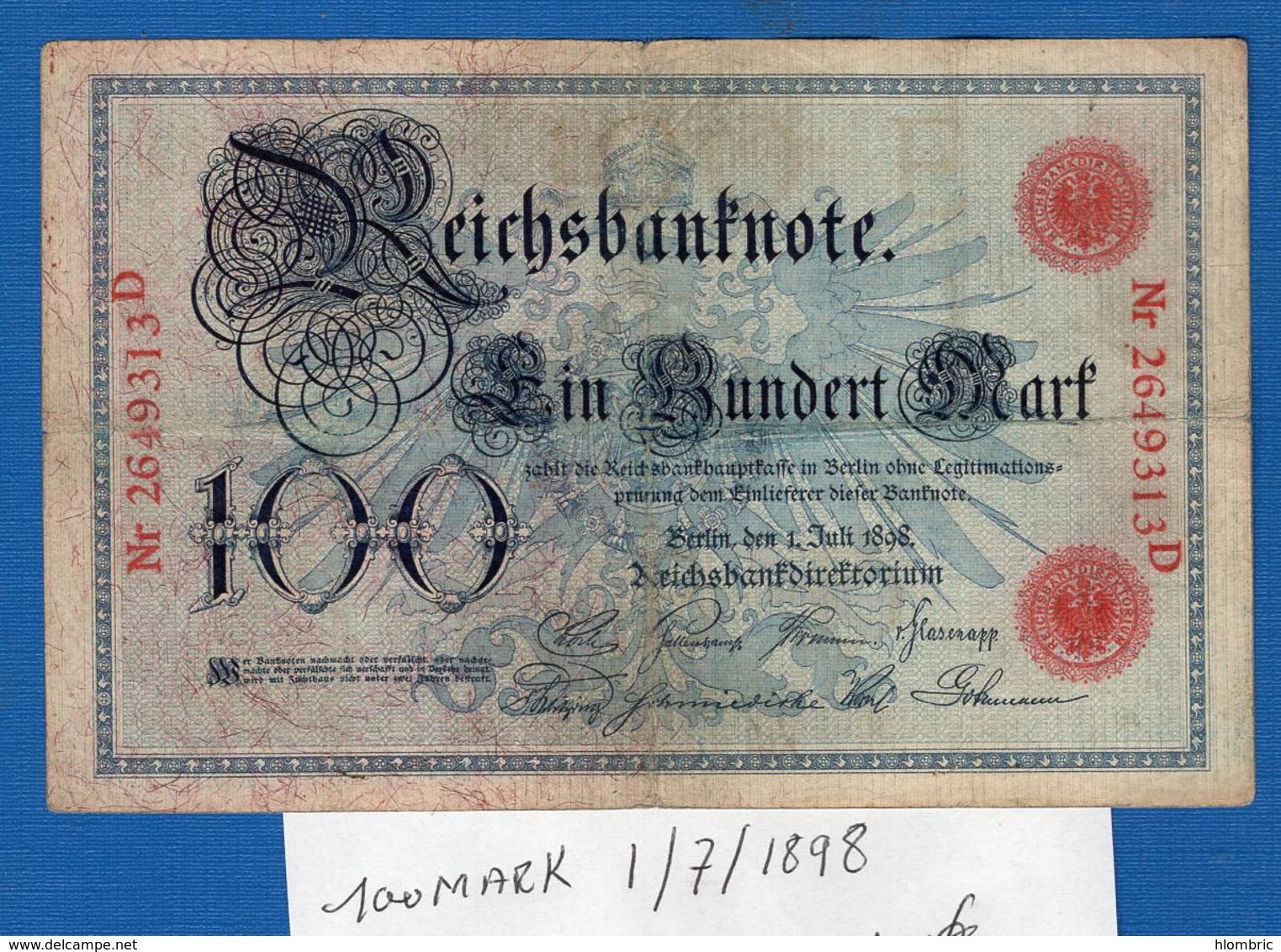 100  Mark  1/7/1898 - [ 1] …-1871 : German States