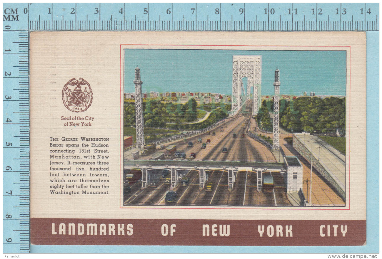 CPSM -New York City Landmarks The George Washington Bridge   -  Used In 1947 Stamp  US 1&cent; - Bridges & Tunnels