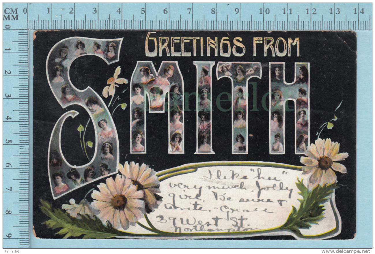 CPA-  Big Letters Women InGreeting From SMITH Cover NorthHampton By Robin Bros.  -  Used In 197 StampUS 1&cent; - Souvenir De...