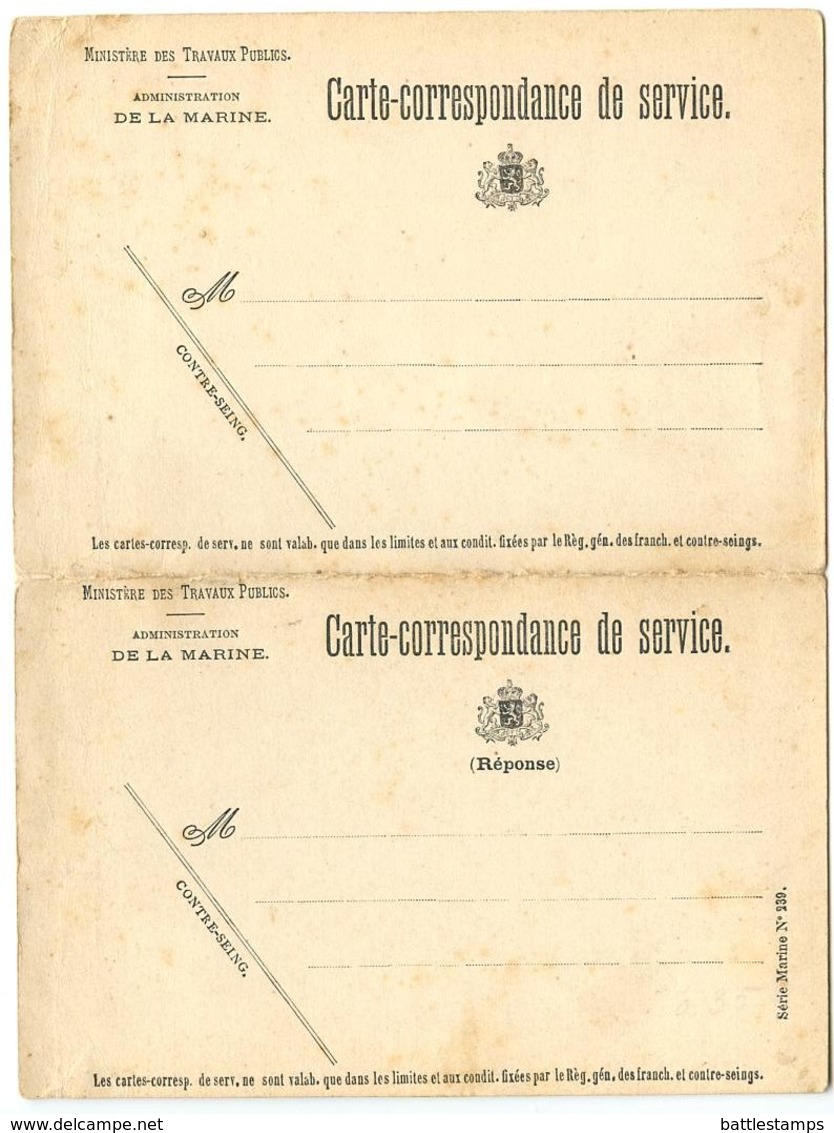 Belgium 19th C. Carte-correspondance De Service, Ministere Des Travaux Publics, Administration De La Marine - Other & Unclassified