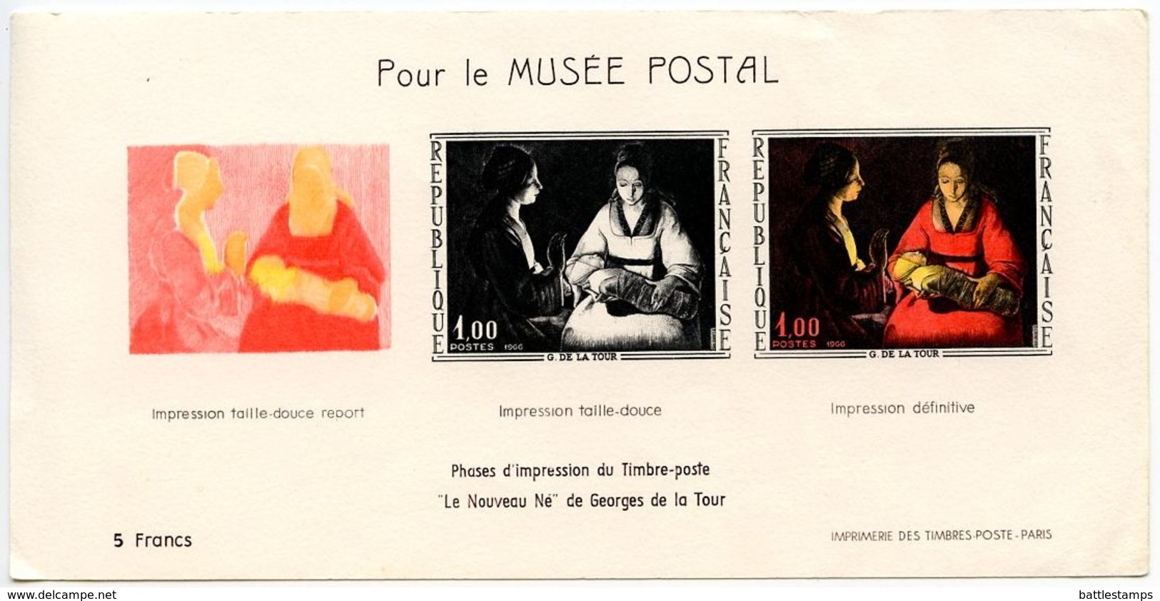 France 1966  Philatelic Souvenir Card Pour Le Musée Postal, NewBorn By Gregory De La Tour - Other & Unclassified