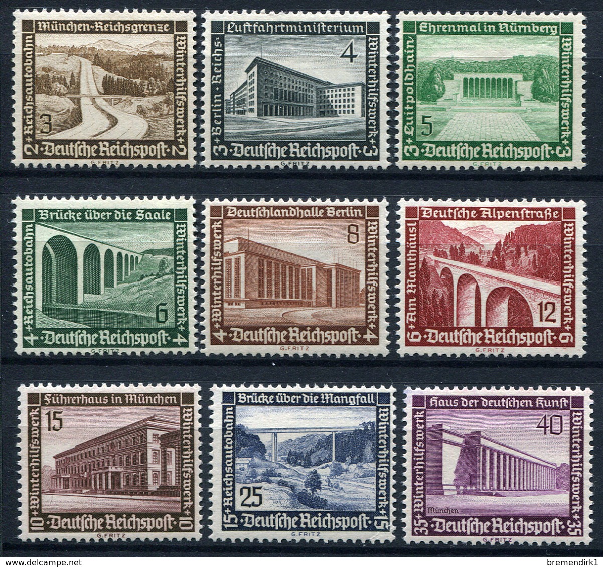 41592) DEUTSCHES REICH # 634-42 Postfrisch Aus 1936, 80.- € - Neufs