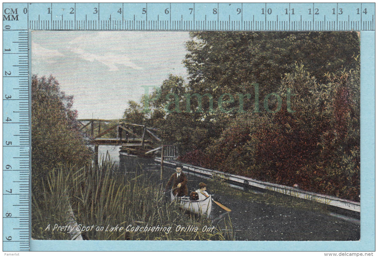 CPA - Animated Lake Couchiching Orillia Ontario, Mac Farlaine Card-  Used In 1910  Stamp CND 1&cent; - Autres & Non Classés