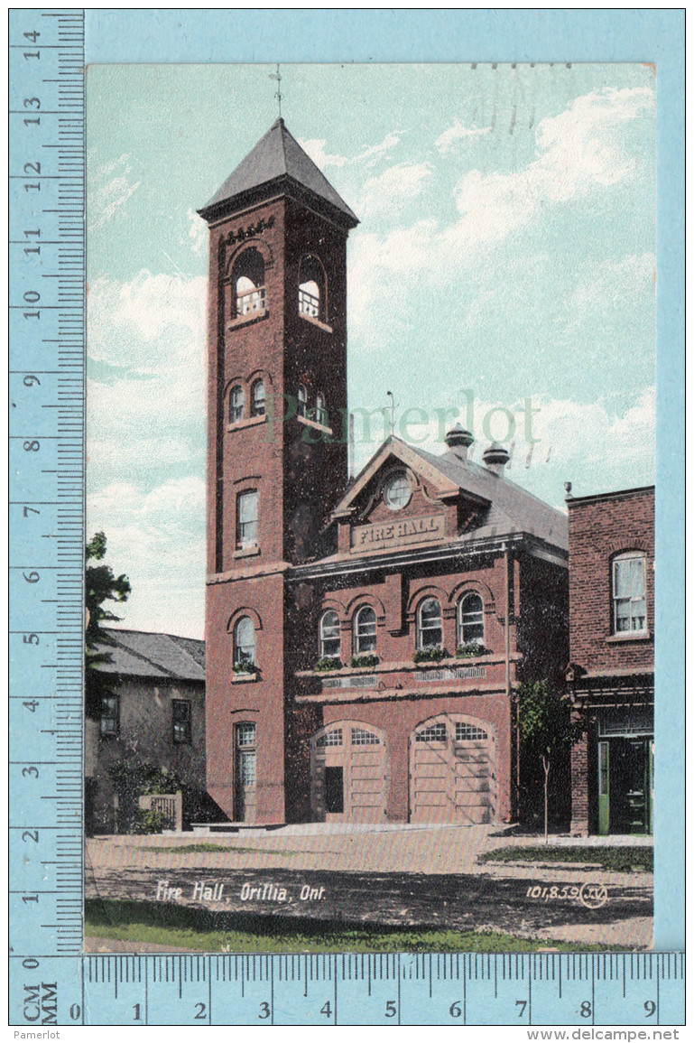 CPA -Fire Hall Orillia Ontario, Valentine Card-  Used In 1908  Stamp CND 1&cent; - Autres & Non Classés