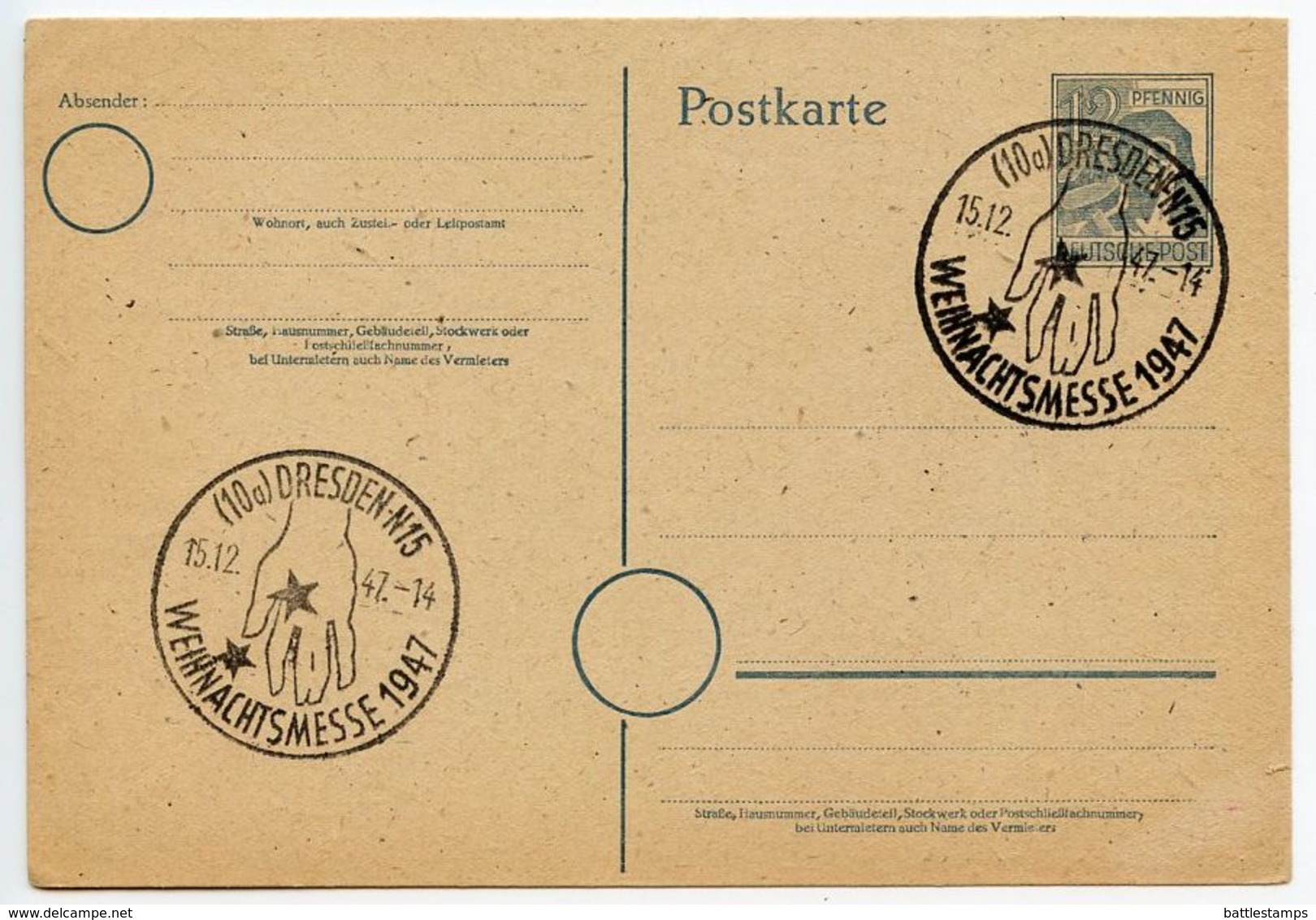 Germany 1947 Postal Card, Dresden Weihnachtsmesse, Christmas Fair - Interi Postali