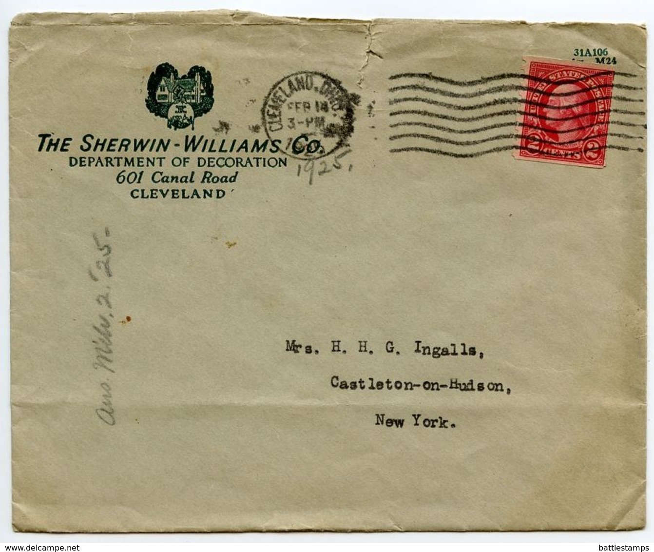 United States 1925 Cover Cleveland, Ohio - The Sherwin-Williams Co. - Lettres & Documents