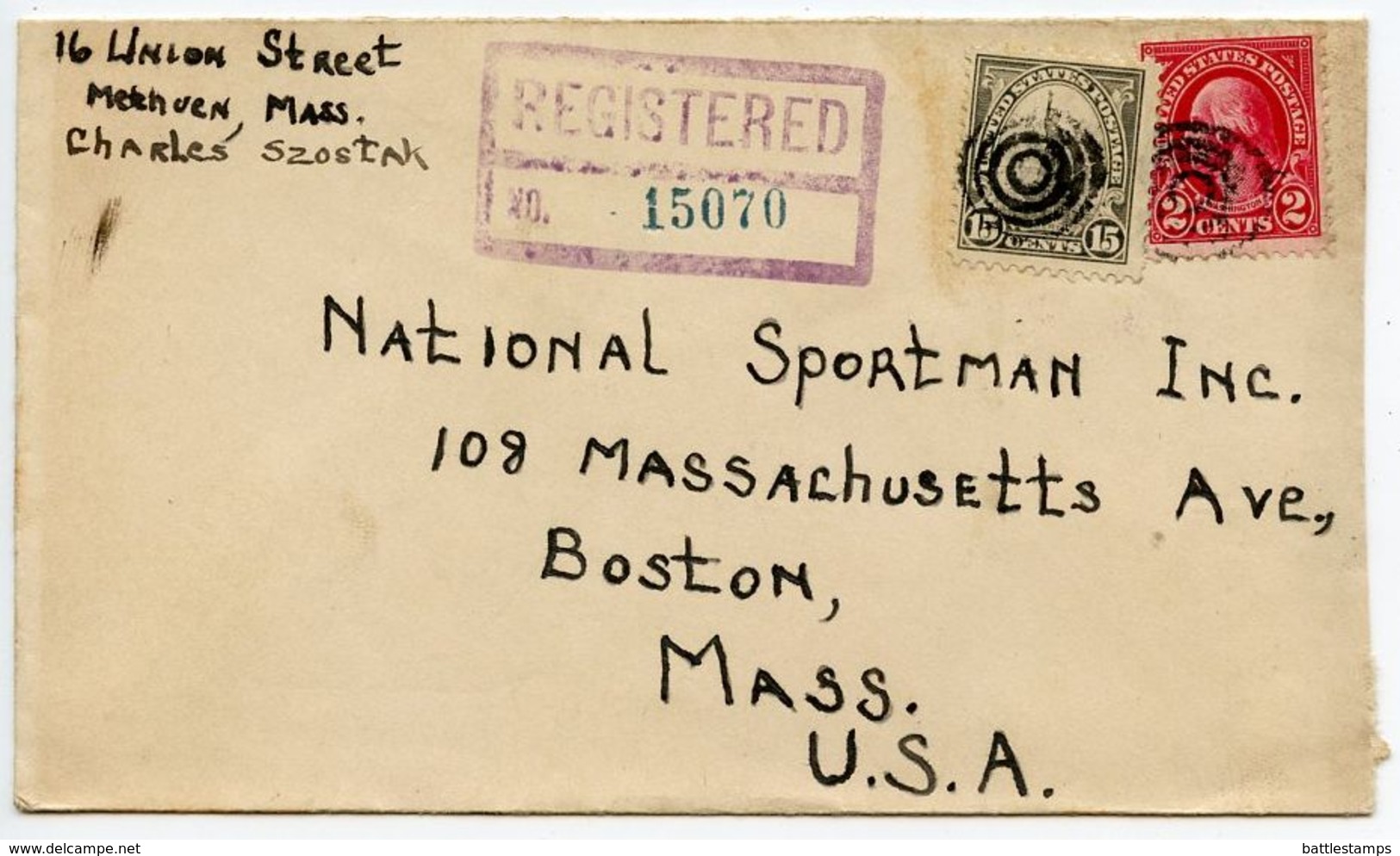 United States 1931 Registered Cover Lawrence MA To Boston MA W/ Scott 634 & 696 - Lettres & Documents