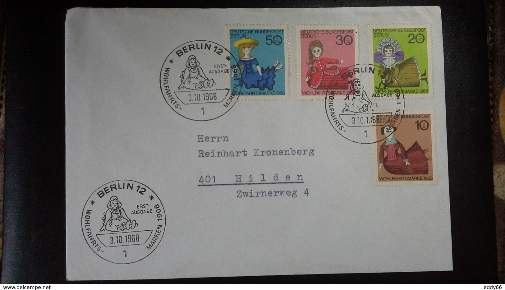 FDC Berlin   Mi.Nr. 322-25(Puppen) Mit Sonderstempel Berlin 12 Vom 3.10.1968 - Briefe U. Dokumente